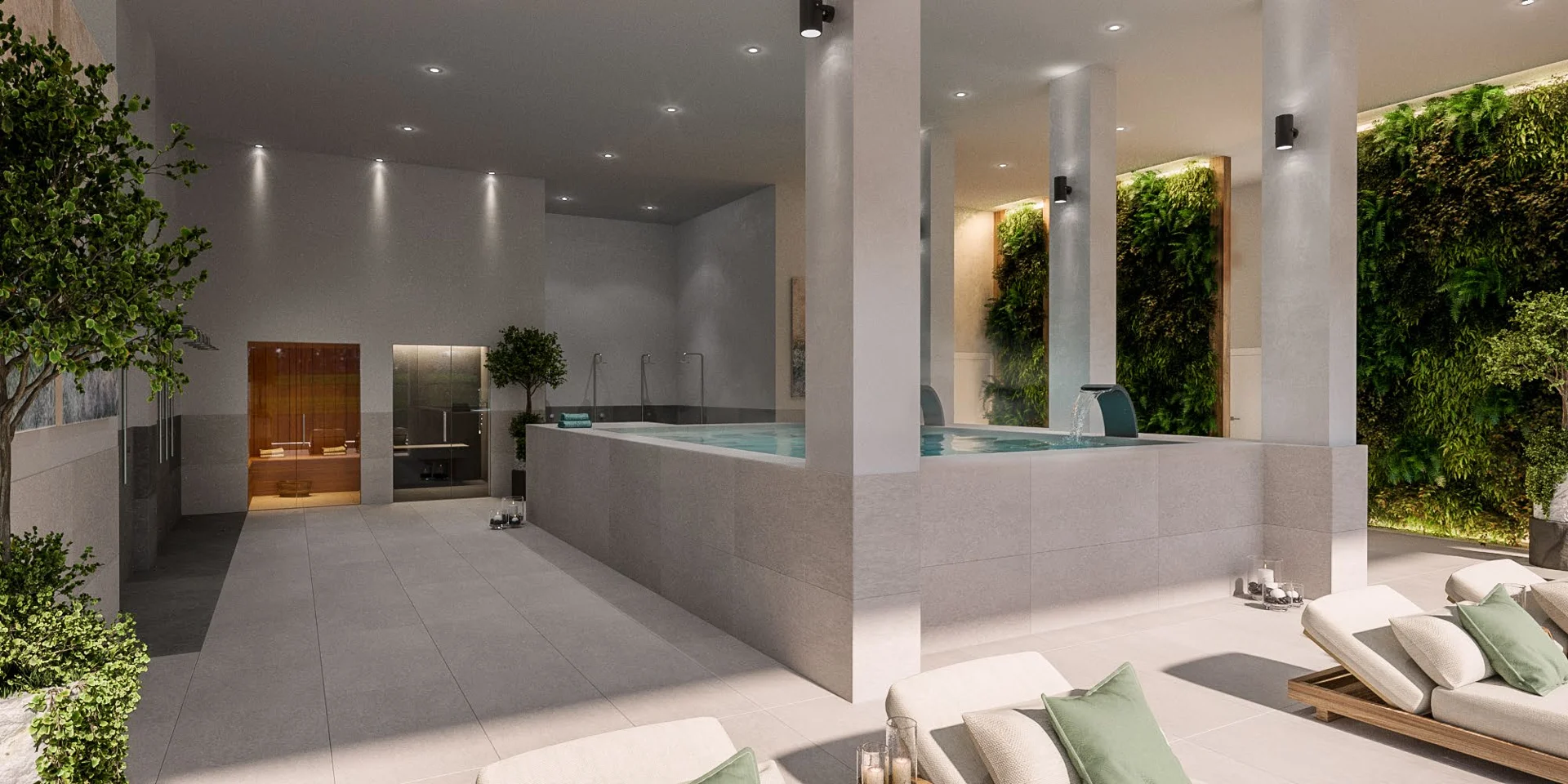 Ampliar render de piscina interior y spa